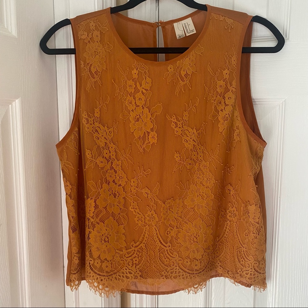F21 Orange Lace Tank Top